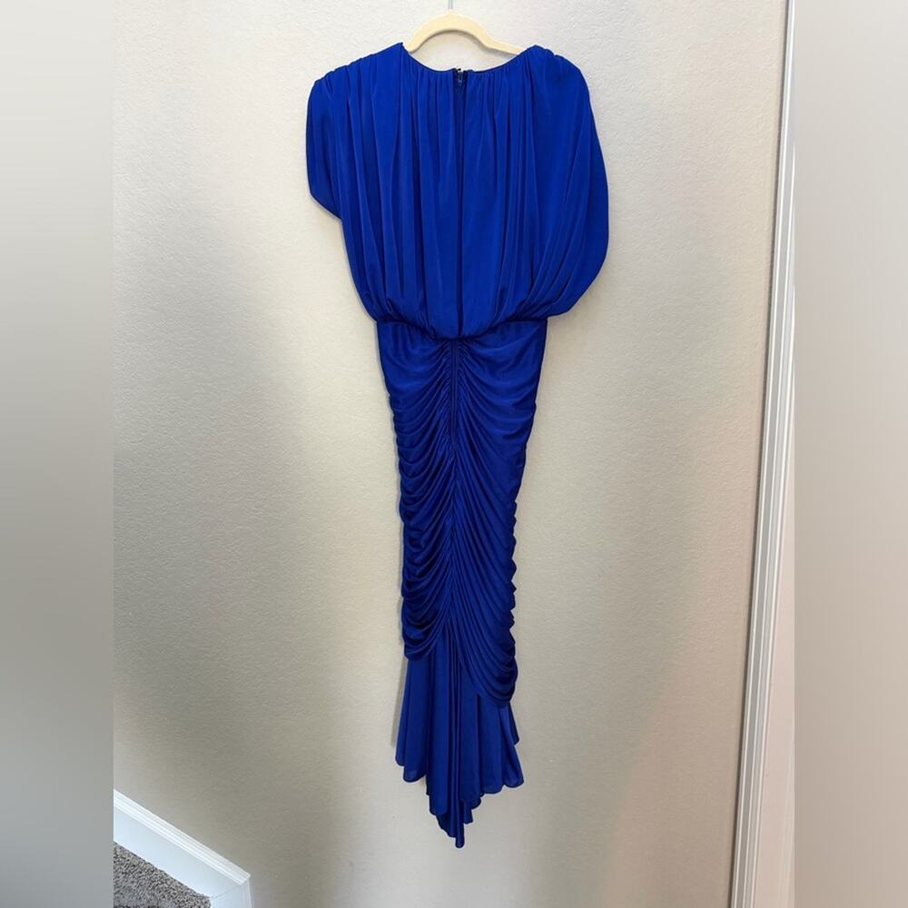 Vintage Shamash and Yofi Creations Royal Blue Draped Dress Size 7/8 Ruched - Picture 10 of 14